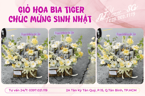 Giỏ Hoa Bia Tiger Chúc Mừng Sinh Nhật